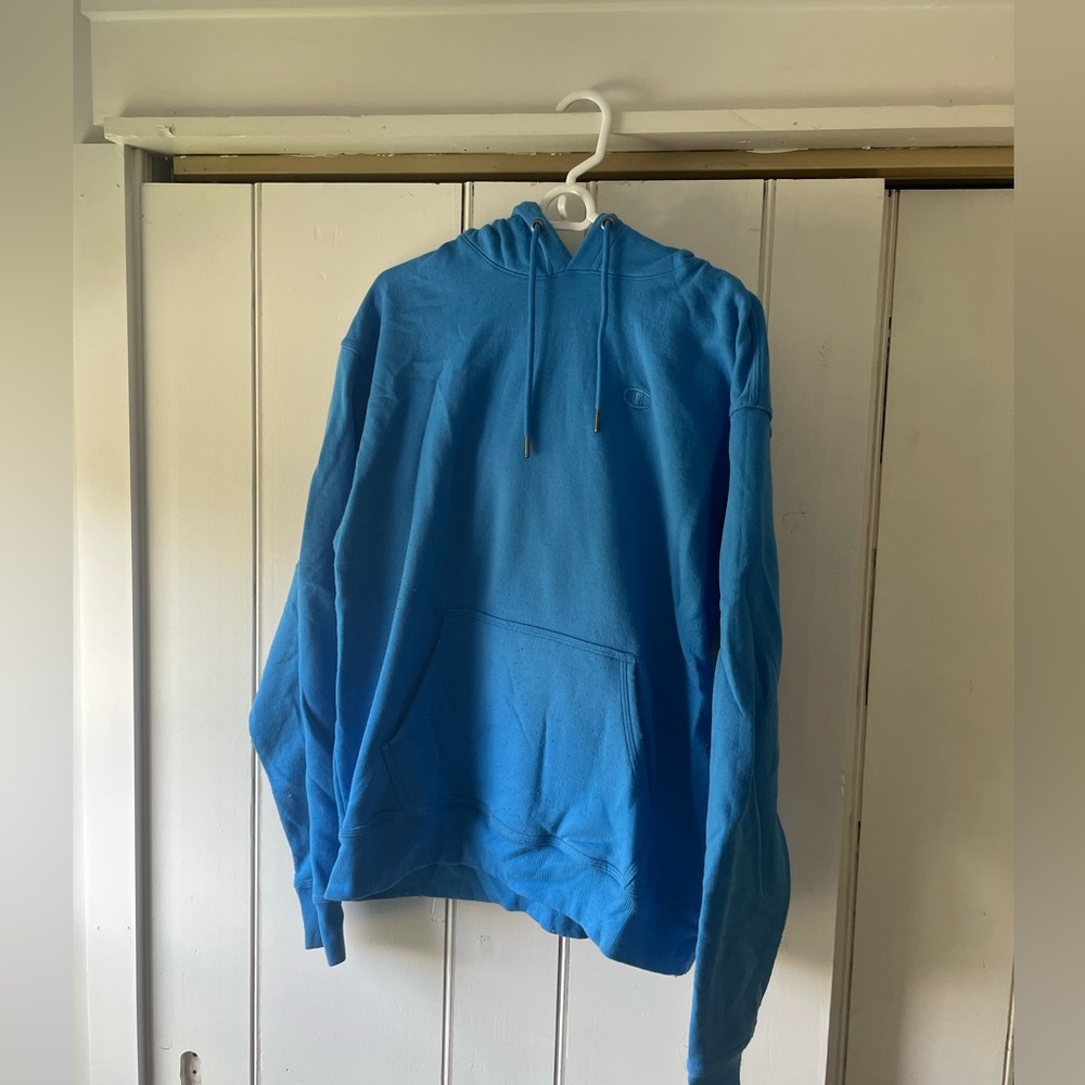 Blue champion hoodie size large